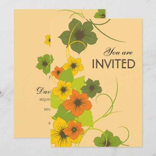 Floral Bouduoir - Floral Wedding Kaart (Voorkant / Achterkant)