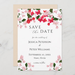 Floral Bougainvillea Save the Date Kaart