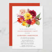  Floral Bouquet 100th Birthday Party Kaart (Voorkant / Achterkant)