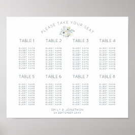 Floral Bouquet 8 Tables 80 Square Seating Chart Poster