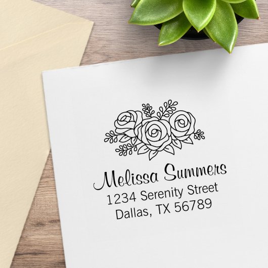 Floral Bouquet, Adres Roos Flowers Rubberstempel