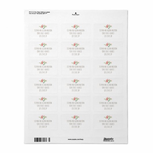 Floral Bouquet - Adresetiketten Etiket (Full Sheet)