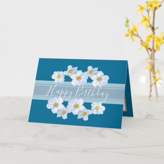  Floral Bouquet Anemone Bloedblauwe Birthday Kaart (Gele Bloem)