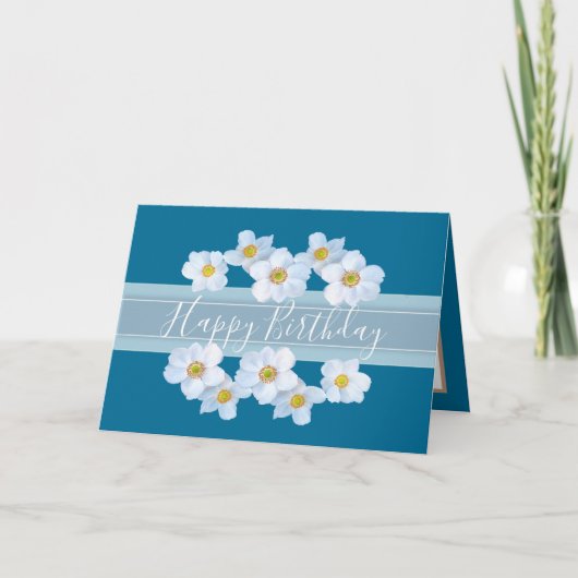 Floral Bouquet Anemone Bloedblauwe Birthday Kaart (Voorkant)