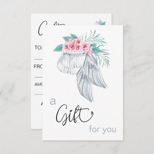 *~* Floral Bouquet Angel Wing Gift Certificate (Voorkant / Achterkant)