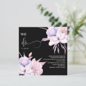 *~* Floral Bouquet AR15 QR RSVP Blush PINK WEDDING Kaart (Staand voorkant)