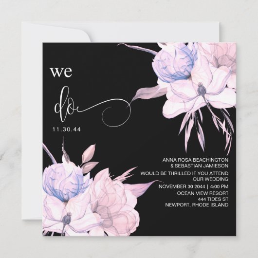 *~* Floral Bouquet AR15 QR RSVP Blush PINK WEDDING Kaart (Voorkant)