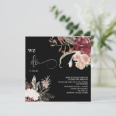 *~* Floral Bouquet AR15 RSVP MERLOT QR WEDDING Kaart (Staand voorkant)