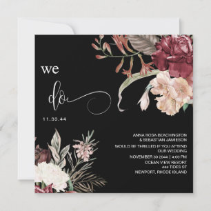 *~* Floral Bouquet AR15 RSVP MERLOT QR WEDDING Kaart
