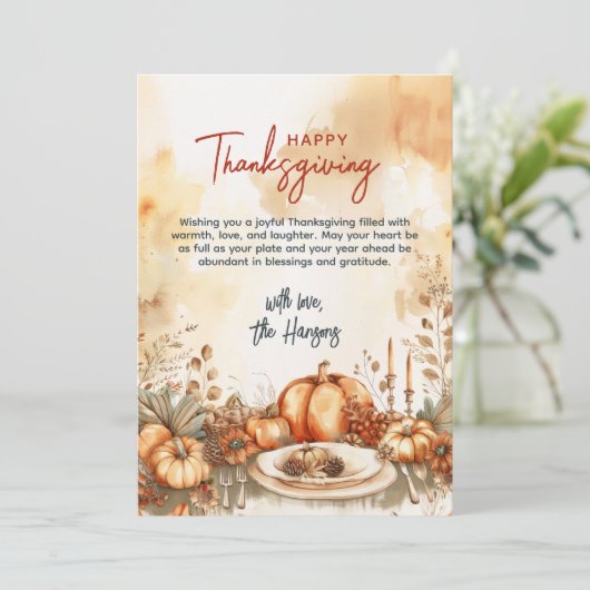 Floral Bouquet Arrangement Custom Thanksgiving Feestdagenkaart (Staand voorkant)