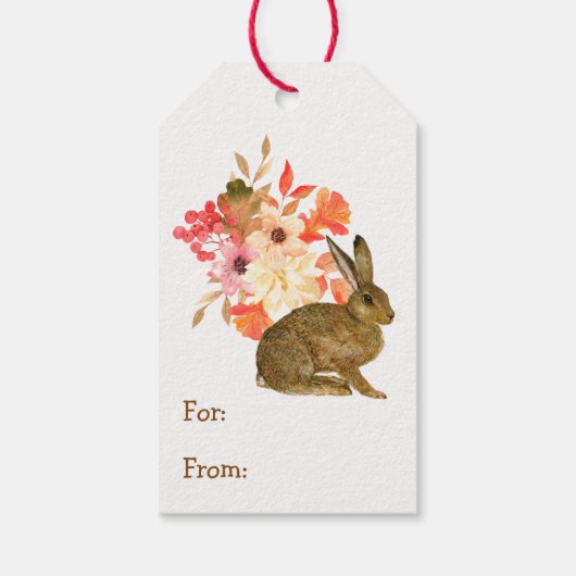 Floral Bouquet Beer Rabbit Birthday Cadeaulabel (Achterkant)
