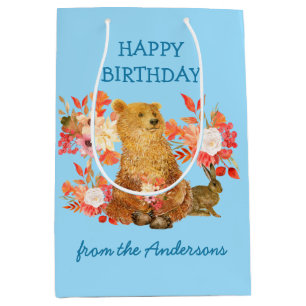 Floral Bouquet Beer Rabbit Birthday Gift Bag Medium Cadeauzakje
