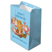 Floral Bouquet Beer Rabbit Birthday Gift Bag Medium Cadeauzakje (Achterkant Gekanteld)