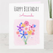 Floral Bouquet Birthday Kaart (Voorkant)