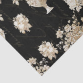 Floral Bouquet  Black Gold Script Decoupage Tissuepapier (Detail)