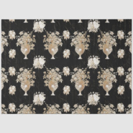 Floral Bouquet Black Gold Script Decoupage Tissuepapier