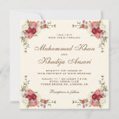  Floral Bouquet Border Islamic Wedding Kaart (Achterkant)