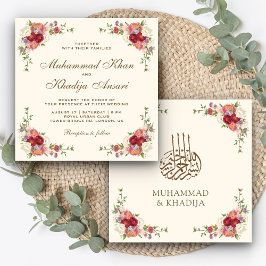  Floral Bouquet Border Islamic Wedding Kaart