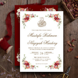 Floral Bouquet Border Islamic Wedding Kaart