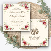  Floral Bouquet Border Islamic Wedding Kaart