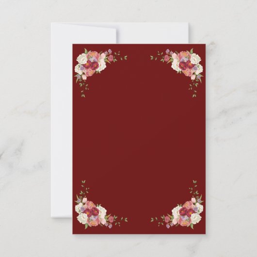  Floral Bouquet Border Islamic Wedding RSVP Kaartje (Achterkant)