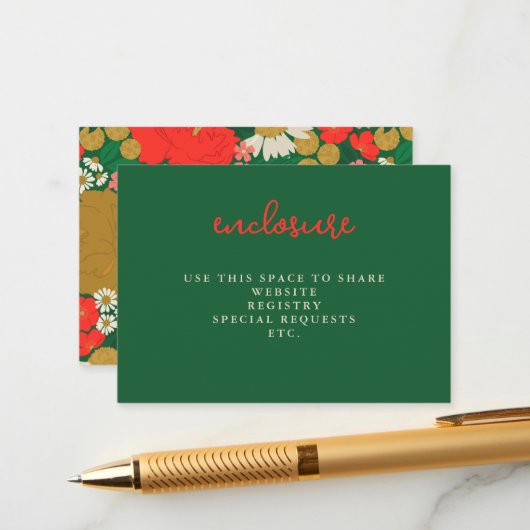 Floral Bouquet Bridal Shower Invitation Insert Informatiekaartje (Voorkant / Achterkant in situ)