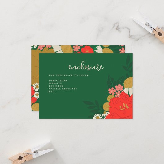 Floral Bouquet Bridal Shower Invitation Insert Kaart (Voorkant / Achterkant in situ)