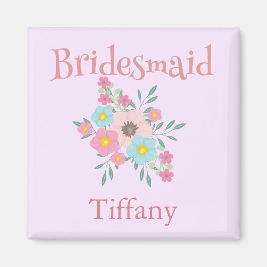 Floral Bouquet Bridesmaid Magneet (Voorkant)
