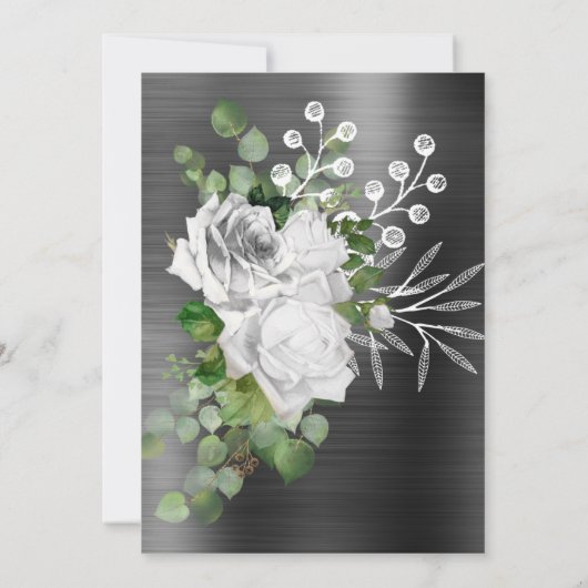 FLORAL BOUQUET BRUSHED BLACK TRIM WEDING KAART (Achterkant)