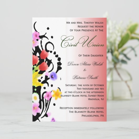 Floral Bouquet Civil Union Kaart (Staand voorkant)