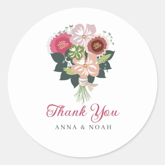 Floral Bouquet Classic Ronde Sticker (Voorkant)
