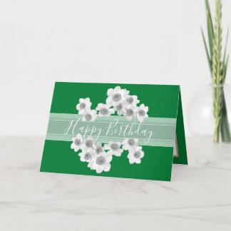 Floral Bouquet Daffodil Flower Green Girl Birthday Kaart