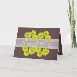  Floral Bouquet Daisy Flower Brown Birthday Kaart