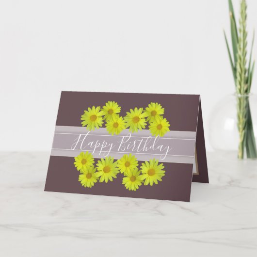  Floral Bouquet Daisy Flower Brown Birthday Kaart (Voorkant)