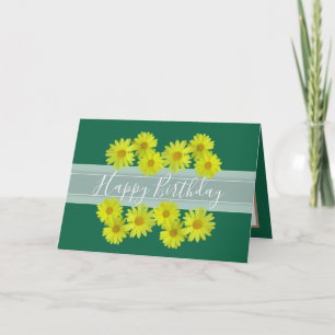 Floral Bouquet Daisy Flower Green Birthday Kaart