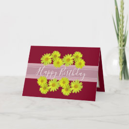  Floral Bouquet Daisy Flower Red Birthday Kaart