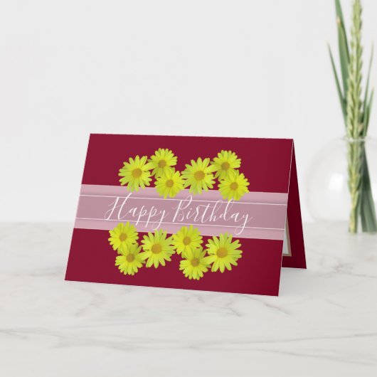  Floral Bouquet Daisy Flower Red Birthday Kaart (Voorkant)