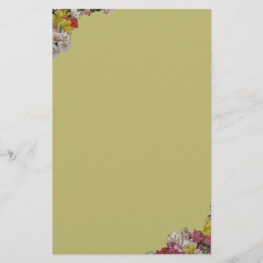 Floral Bouquet Design op Light Gold Stationery Briefpapier (Voorkant)