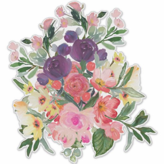  Floral Bouquet | Digitaal schilderen door de kerr Sticker (Voorkant)