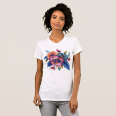 Floral Bouquet Faux Embroidery Yarn Design T-shirt (Voorkant volledig)