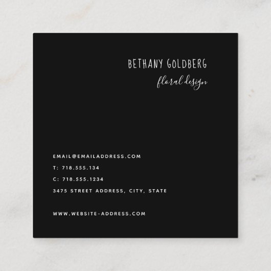 Floral Bouquet Florist Event Design Visitekaartje (Achterkant)