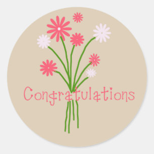 Floral Bouquet gefeliciteerd Ronde Sticker
