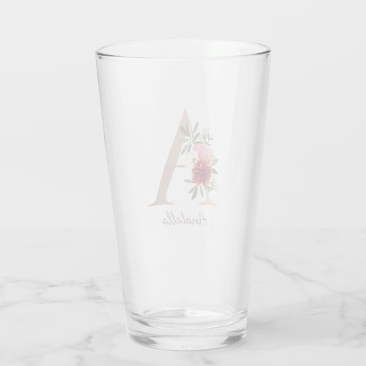 Floral bouquet gepersonaliseerde monogram letter A Glas (Achterkant)