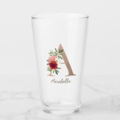 Floral bouquet gepersonaliseerde monogram letter A Glas (Voorkant)