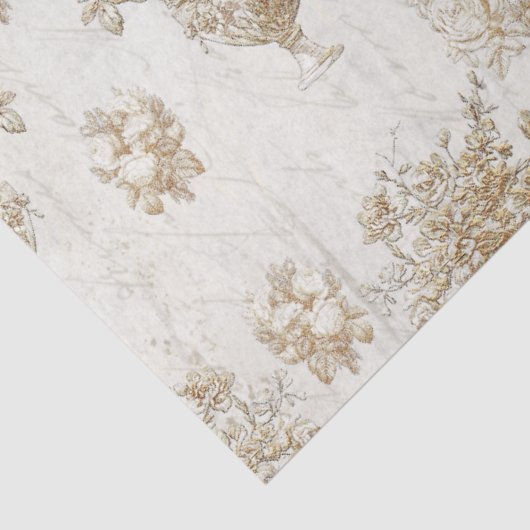 Floral Bouquet  Gold Script Decoupage Tissuepapier (Detail)