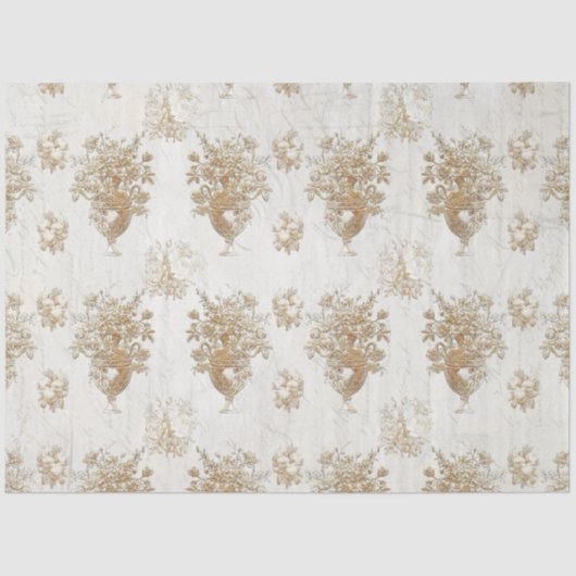 Floral Bouquet  Gold Script Decoupage Tissuepapier (Voorkant)