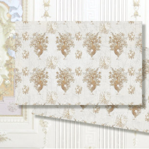 Floral Bouquet  Gold Script Decoupage Tissuepapier