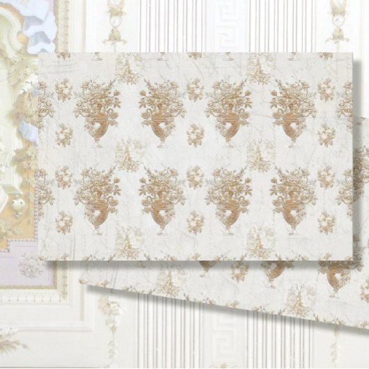 Floral Bouquet  Gold Script Decoupage Tissuepapier