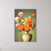 Floral bouquet groen met sinaasappel canvas afdruk (Voorkant)