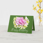 Floral Bouquet Hydrangea Flower Pink Girl Birthday Kaart (Gele Bloem)